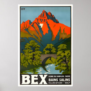 Affiche de Bex Suisse Montagnes suisses Art Vintag