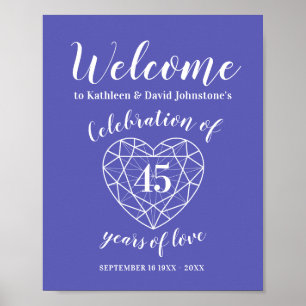 Affiche de bienvenue 45e anniversaire saphir bleu