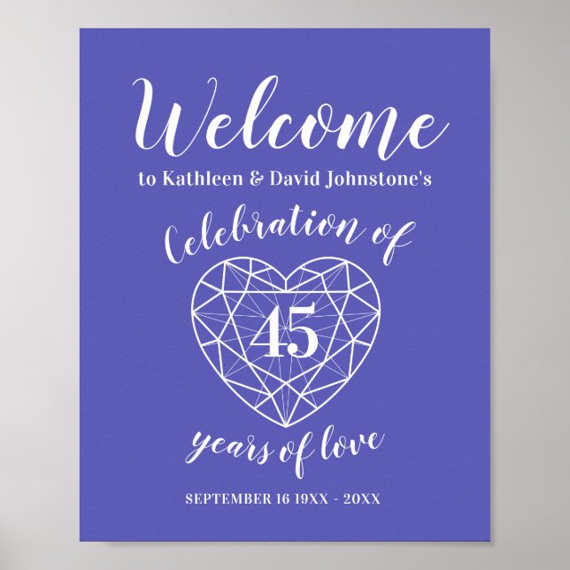 Affiche de bienvenue 45e anniversaire saphir bleu (Devant)