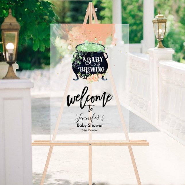 Affiche de bienvenue acrylique | Baby shower Hallo (Créateur téléchargé)