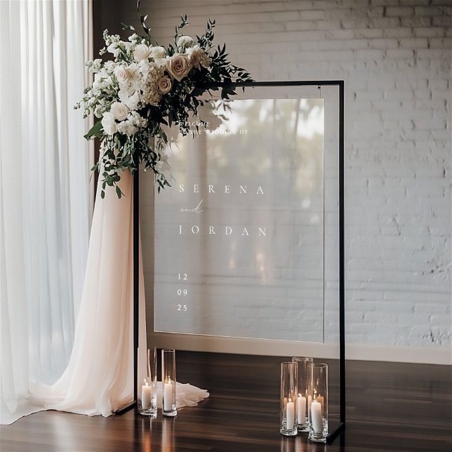 Affiche de bienvenue acrylique de mariage simple e (Simple Elegant Wedding Acrylic Welcome Sign)