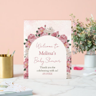 Affiche de bienvenue acrylique florale Baby shower