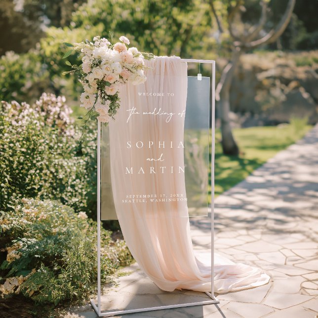 Affiche de bienvenue acrylique Mariage simple et m (Simple Modern Wedding Acrylic Welcome Sign)
