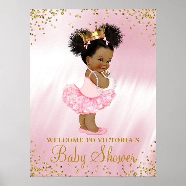 Affiche de bienvenue Baby shower afro-américaine (Devant)