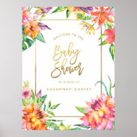 Affiche de bienvenue baby shower | Aquarelles trop