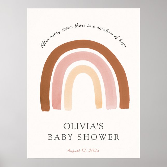 Affiche de bienvenue Baby shower arc-en-ciel (Devant)