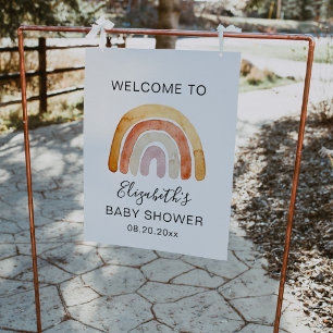 Affiche de bienvenue Baby shower arc-en-ciel Boho