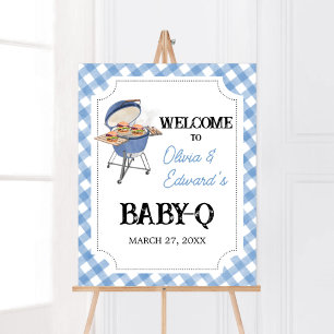 Affiche de bienvenue Baby shower BBQ Burger Bleu