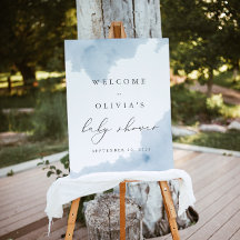 Affiche de bienvenue Baby shower bleu