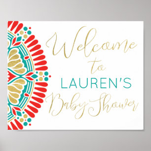 Affiche de bienvenue Baby shower Boho Fiesta