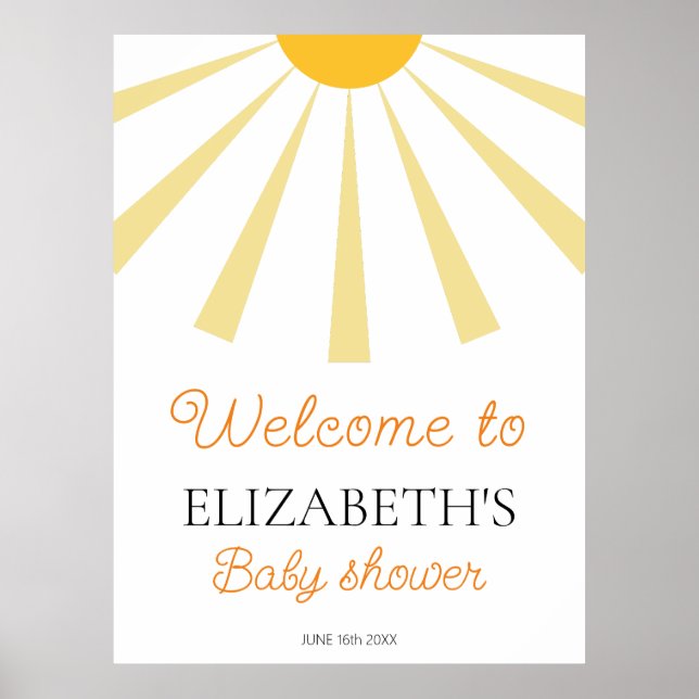 Affiche de bienvenue Baby shower Boho Sunshine (Devant)