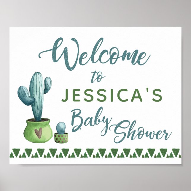 Affiche de bienvenue Baby shower Cactus (Devant)