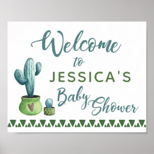 Affiche de bienvenue Baby shower Cactus