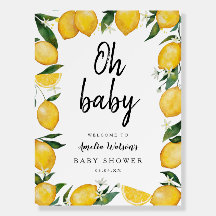 Affiche de bienvenue Baby shower citron