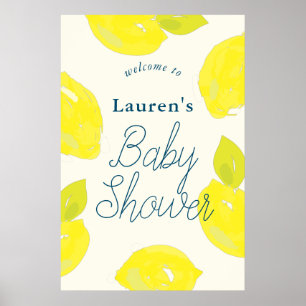Affiche de bienvenue Baby shower citron peint à la