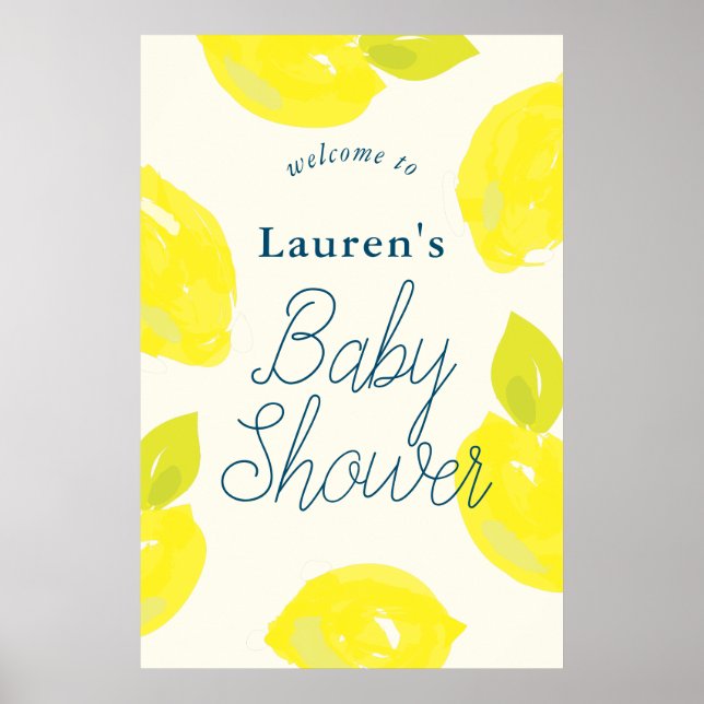 Affiche de bienvenue Baby shower citron peint à la (Devant)