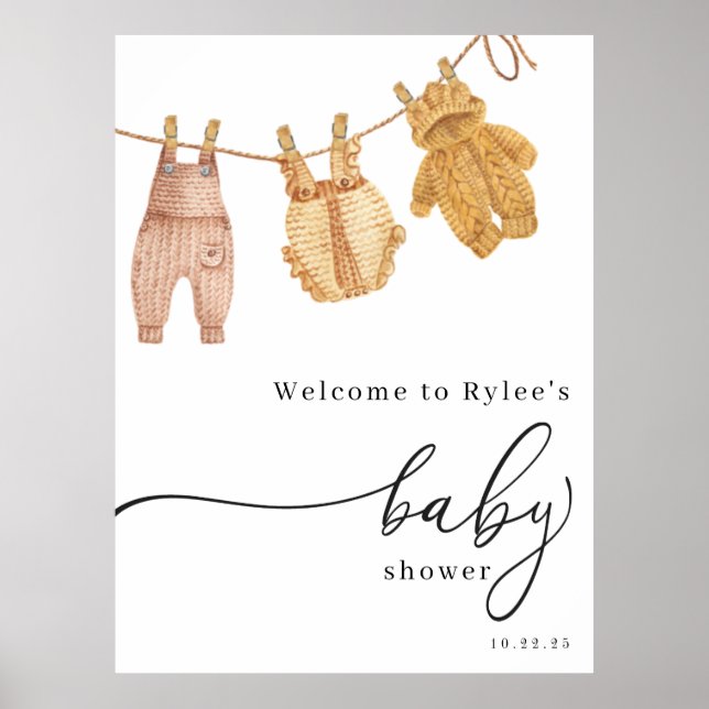 Affiche de bienvenue Baby shower classique (Devant)