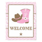 Affiche de bienvenue Baby shower Cowgirl