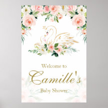 Affiche de bienvenue Baby shower cygne