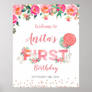 Affiche de bienvenue Baby shower d'aquarelle Bunny