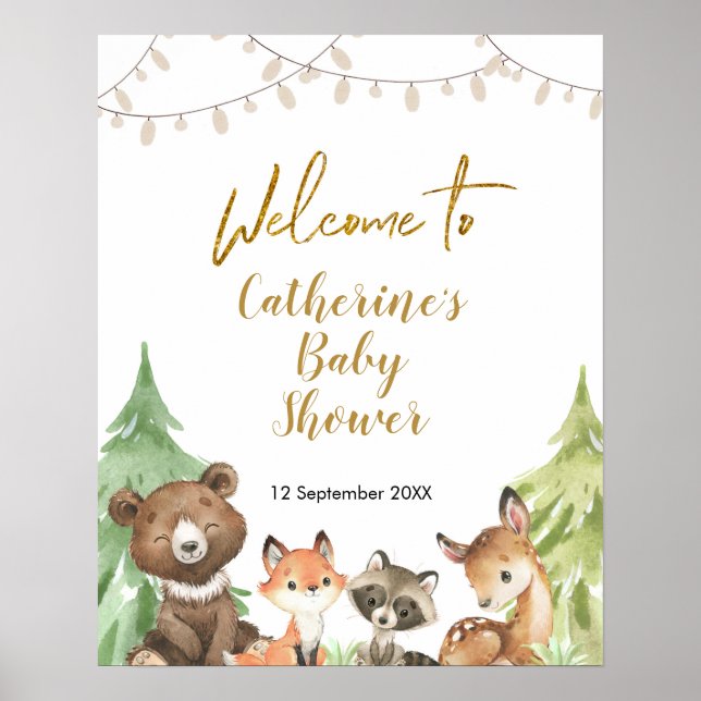 Affiche de bienvenue Baby shower de bois (Devant)