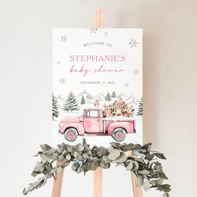 Affiche de bienvenue Baby shower de bois d'hiver (Créateur téléchargé)