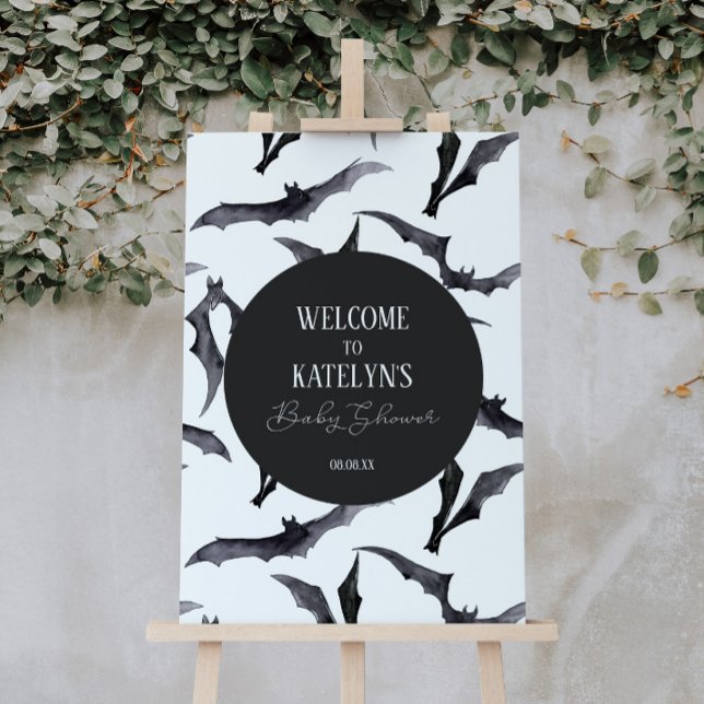Affiche de bienvenue Baby shower de chauves-souris (Créateur téléchargé)
