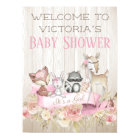 Affiche de bienvenue Baby shower de filles Woodlan