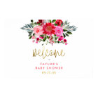 Affiche de bienvenue Baby shower de fleurs rouges 