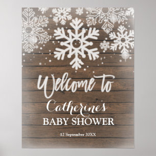 Affiche de bienvenue Baby shower de flocon de neig