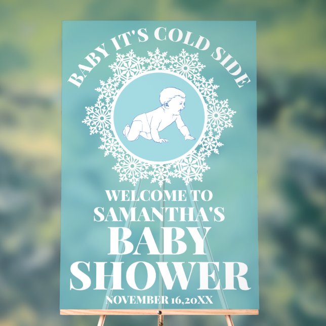 Affiche de bienvenue Baby shower de flocons de nei (Neutre)