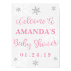 Affiche de bienvenue Baby shower de flocons de nei