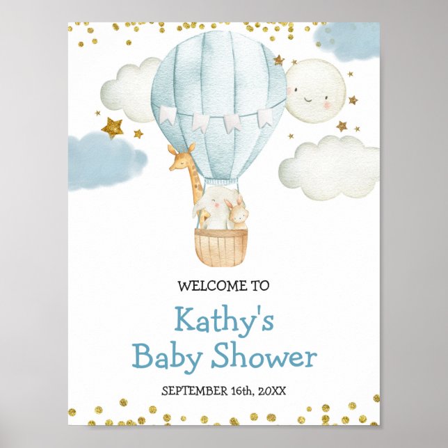 Affiche de bienvenue Baby shower de la Jungle à ai (Devant)