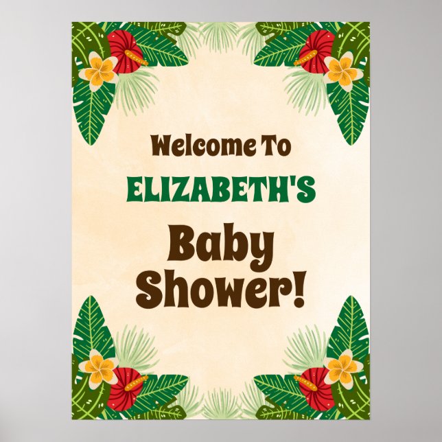 Affiche de bienvenue Baby shower de la Jungle trop (Devant)