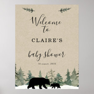 Affiche de bienvenue Baby shower de l'arbre de pin