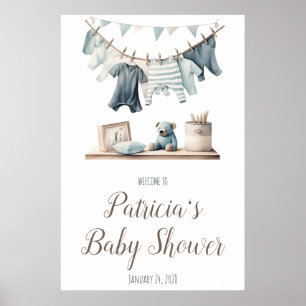 Affiche de bienvenue Baby shower de linge de bébé 