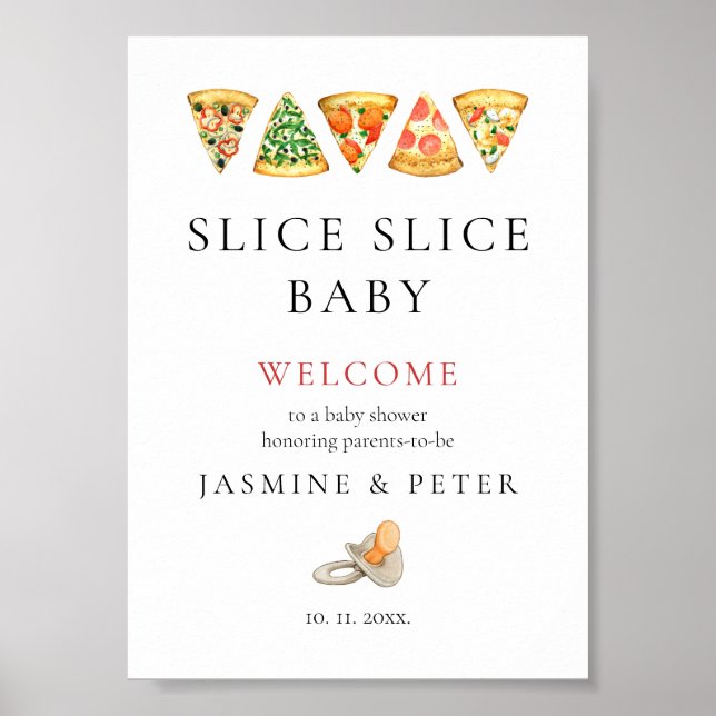 Affiche de bienvenue Baby shower de pizza pour béb (Devant)