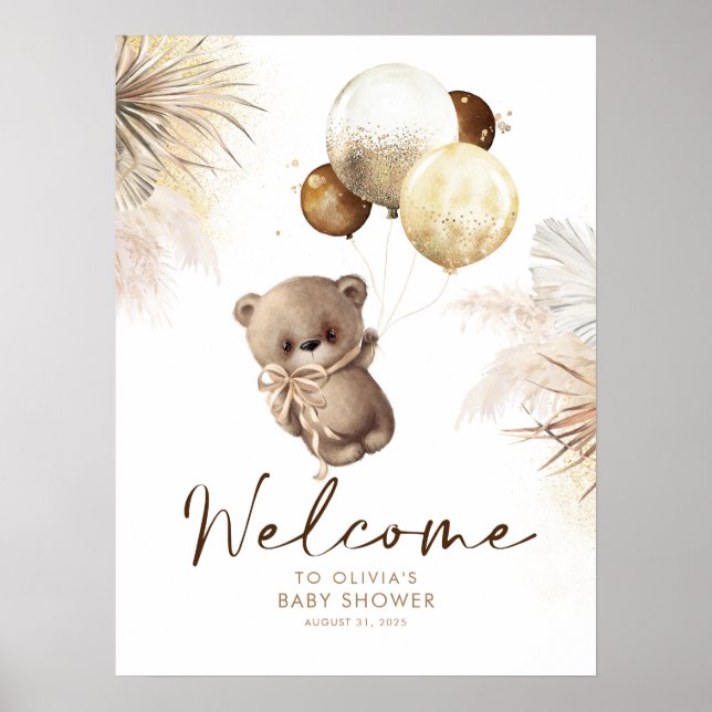 Affiche de bienvenue Baby shower de Teddy Bear (Devant)