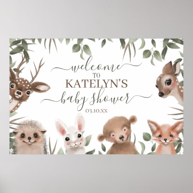 Affiche de bienvenue Baby shower de verdure des bo (Devant)
