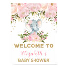 Affiche de bienvenue Baby shower d'éléphant Floral