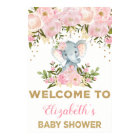 Affiche de bienvenue Baby shower d'éléphant Floral