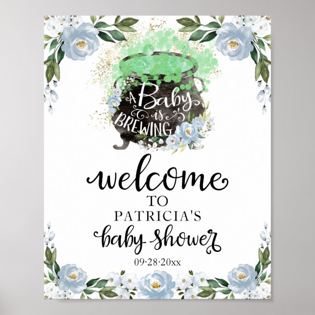 Affiche de bienvenue Baby shower d'Halloween Flora (Devant)