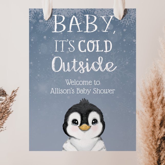 Affiche de bienvenue Baby shower d'hiver de Pengui (Créateur téléchargé)