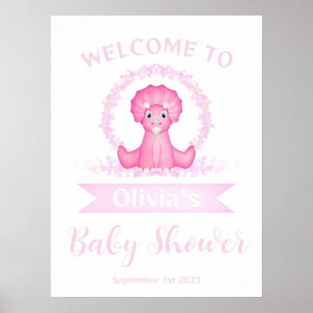 Affiche de bienvenue Baby shower Dinosaur Aquarell (Devant)