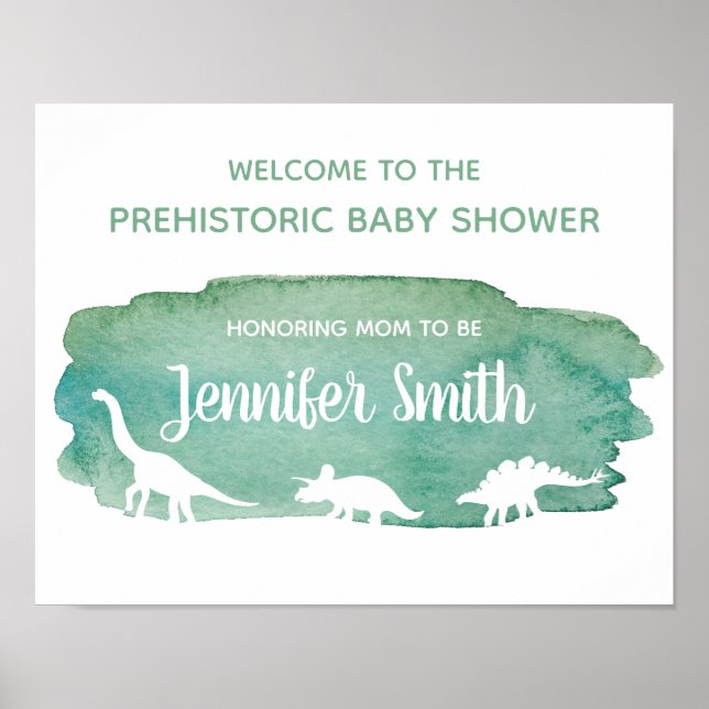 Affiche de bienvenue Baby shower Dinosaur Aquarell (Devant)