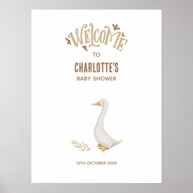 Affiche de bienvenue Baby shower d'oie (Devant)