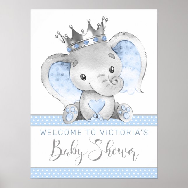 Affiche de bienvenue Baby shower du petit éléphant (Devant)