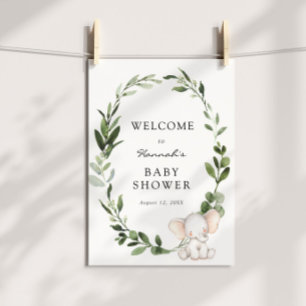 Affiche de bienvenue Baby shower éléphant