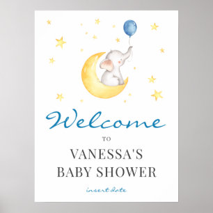 Affiche de bienvenue Baby shower éléphant