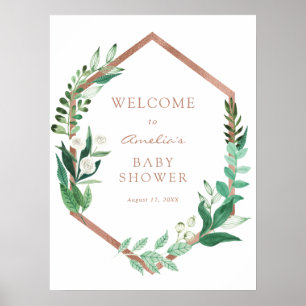 Affiche de bienvenue Baby shower Eucalyptus Gold F